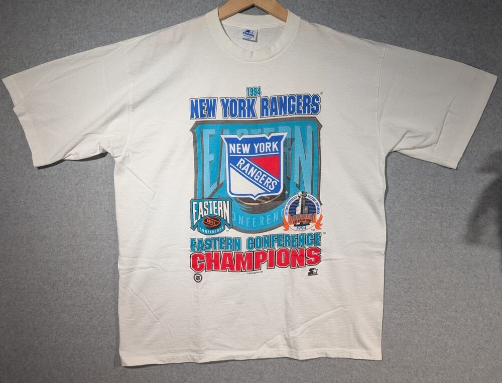 VTG 1994 Starter NY Rangers Eastern Conference Champions TShirt XL Single Stitch